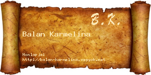 Balan Karmelina névjegykártya